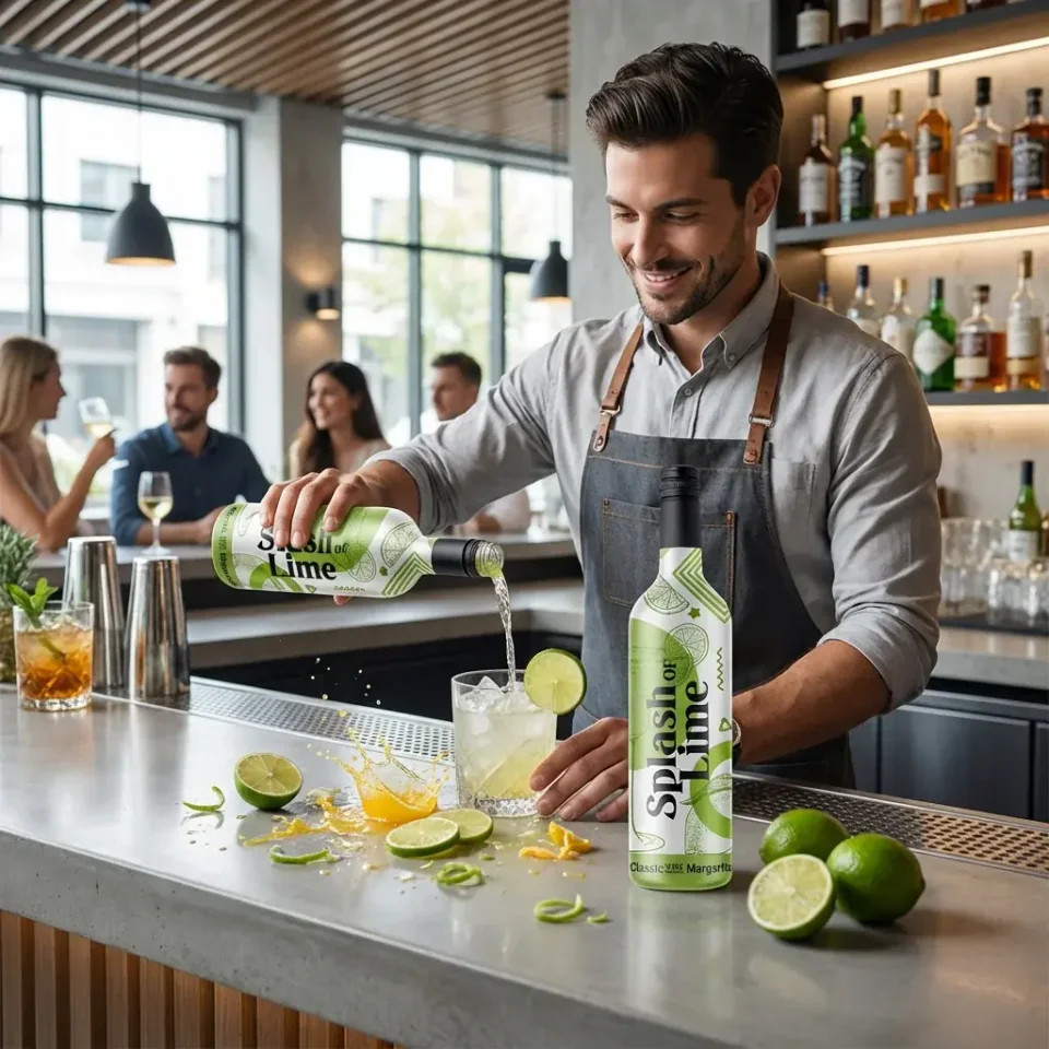 Food & drink lifestyle image: lime sparkling drink bar