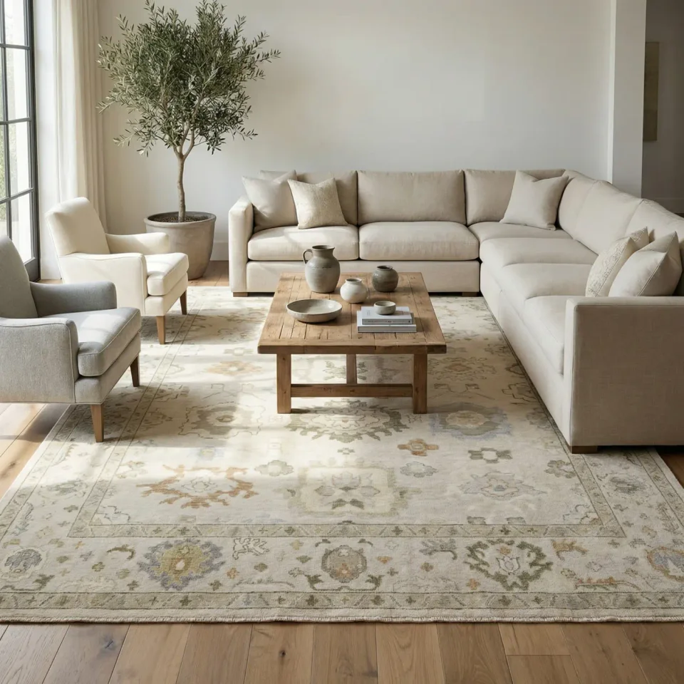 Home lifestyle image: modern living room patsy rug