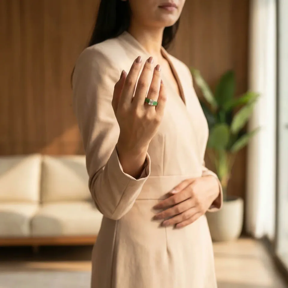 Jewelry lifestyle image: dainty stone ring set