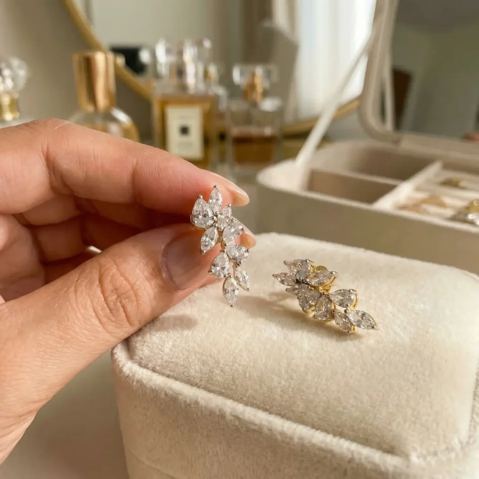 Jewelry lifestyle image: silver earrings jewelry box