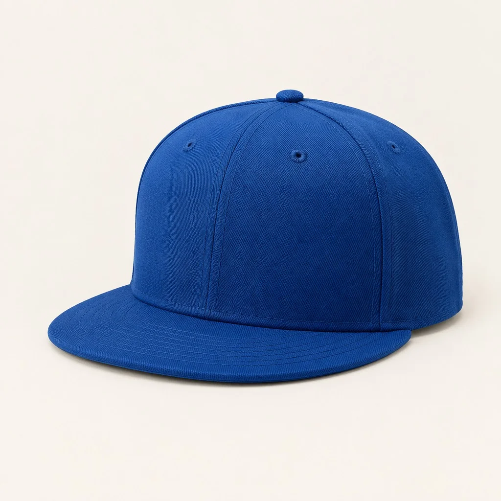 Sidekick result: a plain blue cap on a cream background, without the embroidered logo or patches