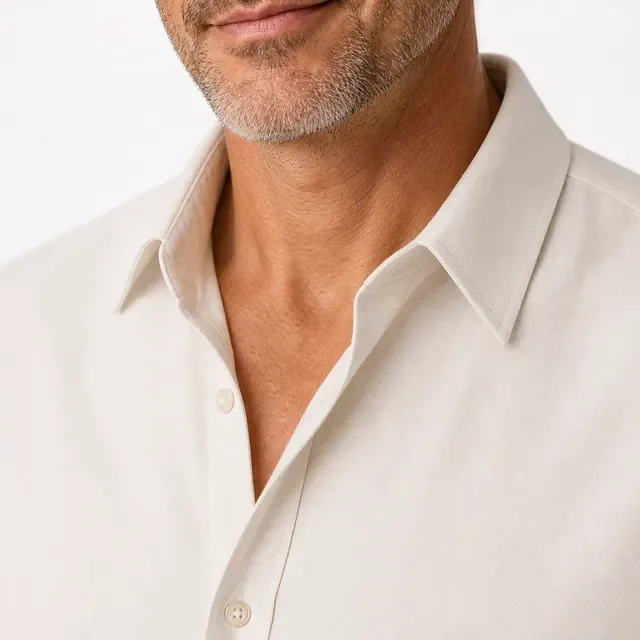 Preview image of the Collar Detail preset: A close-up of the collar and neckline, to show the fabric and stitching.