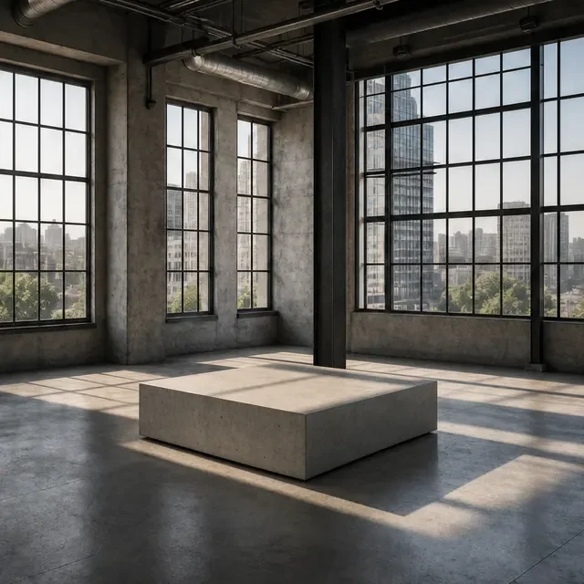 Preview image of the Industrial Loft Day preset: A large, open room with big windows, for rugs, lamps and bigger pieces.