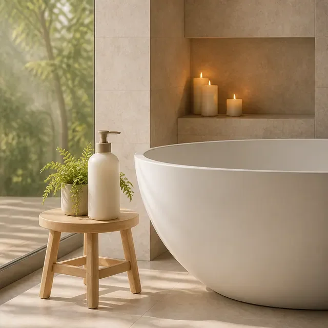 Preview image of the Spa Retreat preset: A calm spa bathroom with a bathtub and candles, for bath and body products.