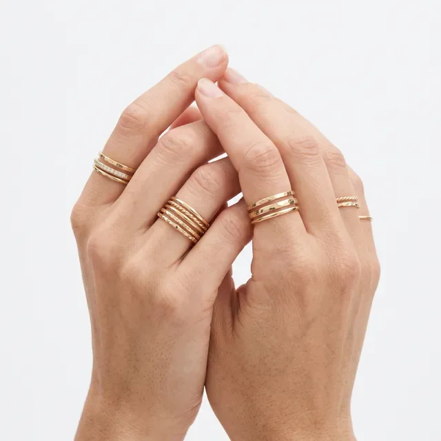 Preview image of the Stacked Rings preset: Several rings worn together on the hands, for ring sets and everyday rings.